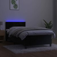 vidaXL Boxspringbett mit Matratze &amp; LED Schwarz 100x200 cm Samt