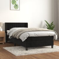 vidaXL Boxspringbett mit Matratze Schwarz 100x200 cm Samt