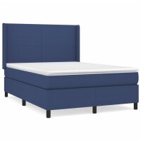 vidaXL Boxspringbett mit Matratze Blau 140x200 cm Stoff