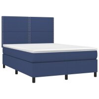 vidaXL Boxspringbett mit Matratze &amp; LED Blau 140x200 cm Stoff