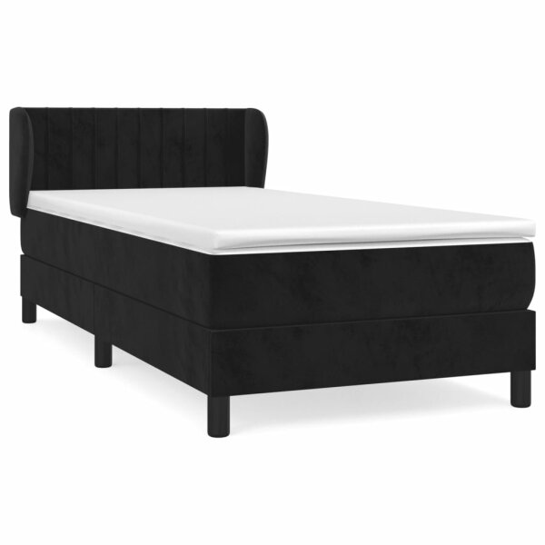 vidaXL Boxspringbett mit Matratze Schwarz 100x200 cm Samt