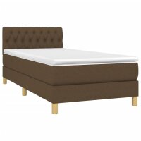 vidaXL Boxspringbett mit Matratze Dunkelbraun 90x200 cm Stoff