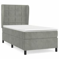 WOWONA Boxspringbett mit Matratze Hellgrau 90x200 cm Samt