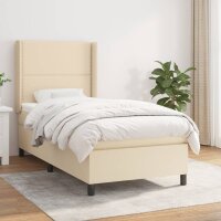 vidaXL Boxspringbett mit Matratze Creme 90x200 cm Stoff