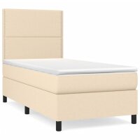 vidaXL Boxspringbett mit Matratze Creme 90x200 cm Stoff