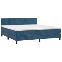 vidaXL Boxspringbett mit Matratze Dunkelblau 180x200 cm Samt