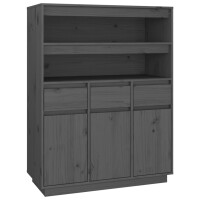 vidaXL Highboard Grau 89x40x116,5 cm Massivholz Kiefer