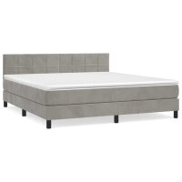 WOWONA Boxspringbett mit Matratze Hellgrau 180x200 cm Samt