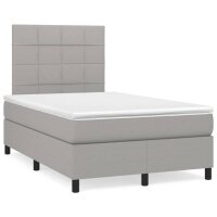 vidaXL Boxspringbett mit Matratze Hellgrau 120x200 cm Stoff