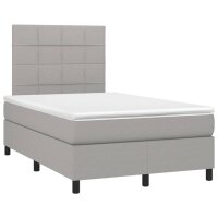 vidaXL Boxspringbett mit Matratze Hellgrau 120x200 cm Stoff