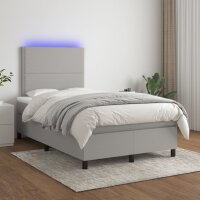 vidaXL Boxspringbett mit Matratze &amp; LED Hellgrau 120x200 cm Stoff