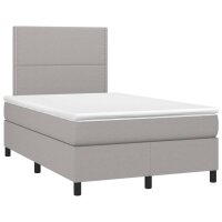 vidaXL Boxspringbett mit Matratze &amp; LED Hellgrau 120x200 cm Stoff