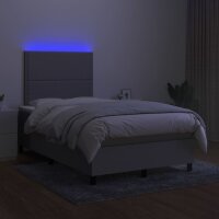 vidaXL Boxspringbett mit Matratze &amp; LED Hellgrau 120x200 cm Stoff