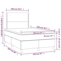 vidaXL Boxspringbett mit Matratze &amp; LED Hellgrau 120x200 cm Stoff