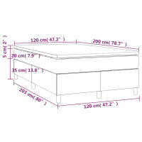 vidaXL Boxspringbett mit Matratze Hellgrau 120x200 cm Stoff