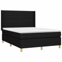 vidaXL Boxspringbett mit Matratze Schwarz 140x190 cm Stoff