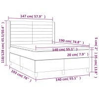 vidaXL Boxspringbett mit Matratze Schwarz 140x190 cm Stoff