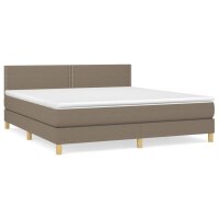 vidaXL Boxspringbett mit Matratze Taupe 160x200 cm Stoff