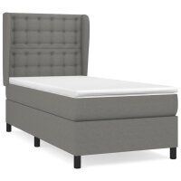 vidaXL Boxspringbett mit Matratze Dunkelgrau 90x190 cm Stoff