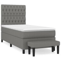 vidaXL Boxspringbett mit Matratze Dunkelgrau 90x190 cm Stoff