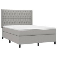 vidaXL Boxspringbett mit Matratze Hellgrau 140x190 cm Stoff