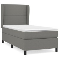 vidaXL Boxspringbett mit Matratze Dunkelgrau 90x190 cm Stoff