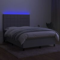 vidaXL Boxspringbett mit Matratze &amp; LED Hellgrau 140x190 cm Stoff