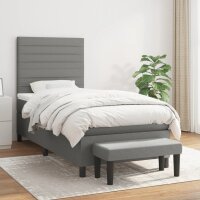 vidaXL Boxspringbett mit Matratze Dunkelgrau 90x190 cm Stoff