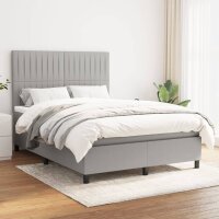 vidaXL Boxspringbett mit Matratze Hellgrau 140x190 cm Stoff