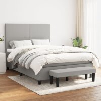 vidaXL Boxspringbett mit Matratze Hellgrau 140x190 cm Stoff