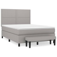 vidaXL Boxspringbett mit Matratze Hellgrau 140x190 cm Stoff