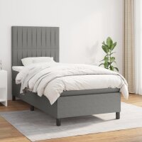 vidaXL Boxspringbett mit Matratze Dunkelgrau 90x190 cm Stoff