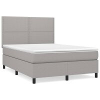 vidaXL Boxspringbett mit Matratze Hellgrau 140x190 cm Stoff