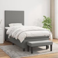 vidaXL Boxspringbett mit Matratze Dunkelgrau 90x190 cm Stoff