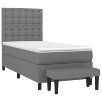 vidaXL Boxspringbett mit Matratze Dunkelgrau 90x190 cm Stoff