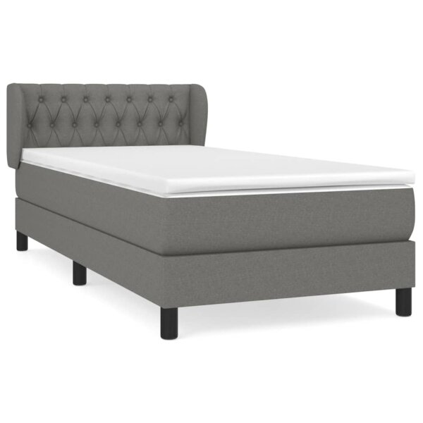 vidaXL Boxspringbett mit Matratze Dunkelgrau 90x200 cm Stoff