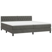 WOWONA Boxspringbett mit Matratze &amp; LED Dunkelgrau 200x200 cm Samt