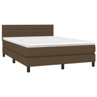 vidaXL Boxspringbett mit Matratze Dunkelbraun 140x190 cm Stoff