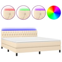 vidaXL Boxspringbett mit Matratze &amp; LED Creme 160x200 cm Stoff