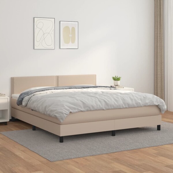 vidaXL Boxspringbett Matratze Cappuccino-Braun 180x200 cm Kunstleder