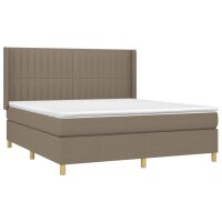 vidaXL Boxspringbett mit Matratze Taupe 160x200 cm Stoff