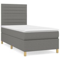 vidaXL Boxspringbett mit Matratze Dunkelgrau 80x200 cm Stoff