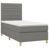 vidaXL Boxspringbett mit Matratze Dunkelgrau 80x200 cm Stoff