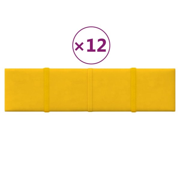 vidaXL Wandpaneele 12 Stk. Gelb 60x15 cm Samt 1,08 m²