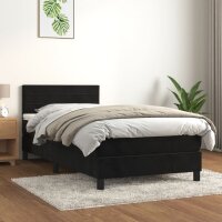 vidaXL Boxspringbett mit Matratze Schwarz 100x200 cm Samt