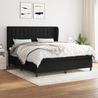 vidaXL Boxspringbett mit Matratze Schwarz 180x200 cm Stoff