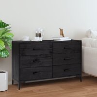 vidaXL Sideboard Schwarz 110x35x70 cm Massivholz Kiefer...