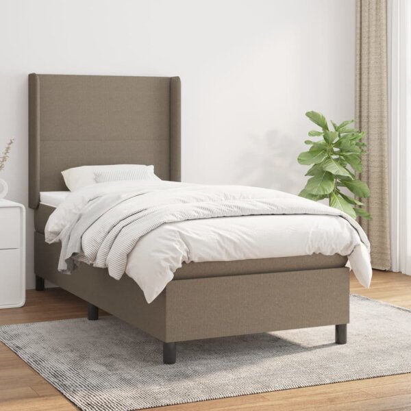 vidaXL Boxspringbett mit Matratze Taupe 100x200 cm Stoff