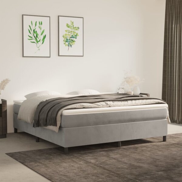 vidaXL Boxspringbett Hellgrau 160x200 cm Samt