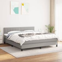 vidaXL Boxspringbett mit Matratze Hellgrau 160x200 cm Stoff